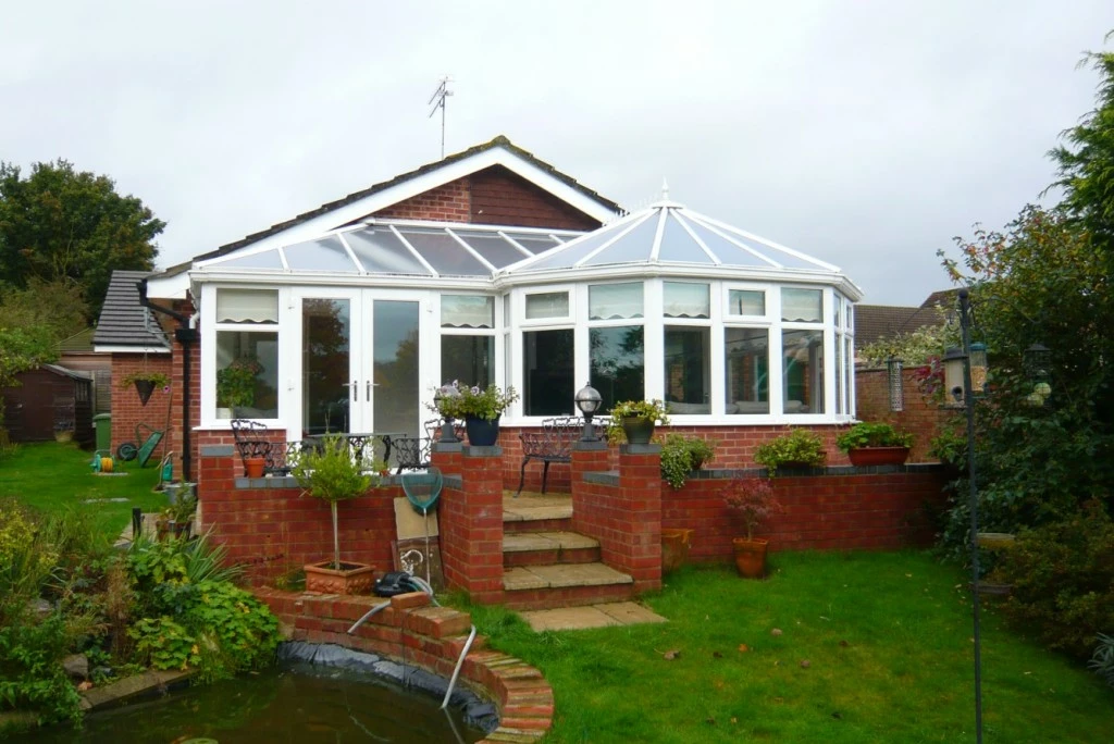 Front view of P-shape conservatory